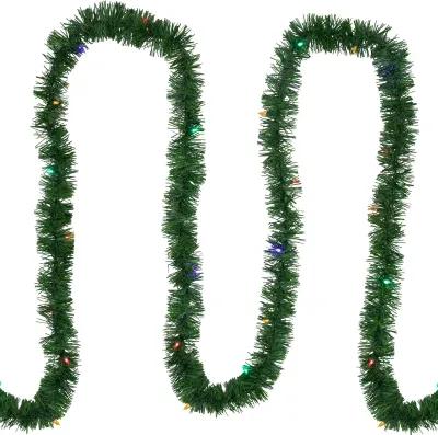 18' x 3" Pre-Lit Pine Artificial Christmas Garland  Multicolor LED Lights