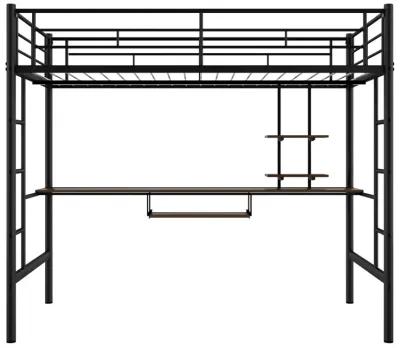 Loft Bed With Desk And Shelf, Space Saving Design, Full