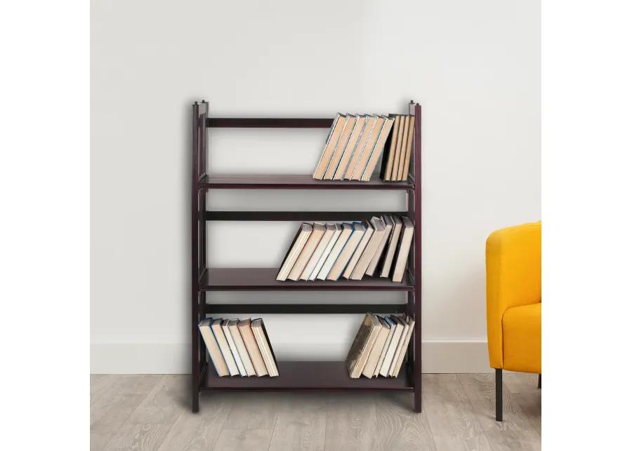 Casual Home 3 Shelf Folding Stackable Bookcase, 27.5" Wide, Espresso