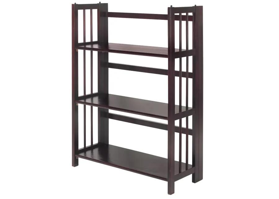 Casual Home 3 Shelf Folding Stackable Bookcase, 27.5" Wide, Espresso