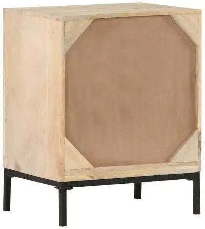 vidaXL Bedside Cabinet 15.7"x11.8"x19.7" Solid Mango Wood and Natural Cane 3509