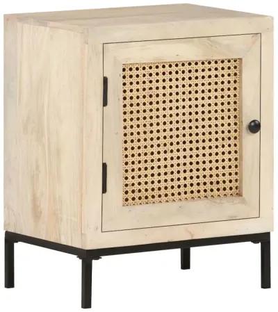 vidaXL Bedside Cabinet 15.7"x11.8"x19.7" Solid Mango Wood and Natural Cane 3509