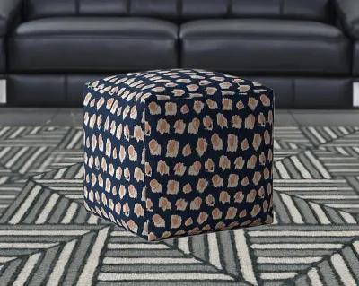 Homezia 17" Blue Canvas Floral Pouf Ottoman