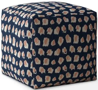 Homezia 17" Blue Canvas Floral Pouf Ottoman