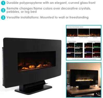 Sunnydaze 35.75 in Curved Face Wall Mount or Freestanding Electric Fireplace