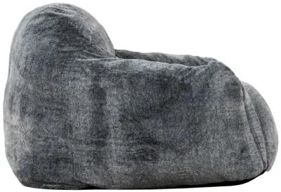 45 Inch Bean Bag Chair, Memory Foam, Faux Rabbit Fur, Grayish Blue - Benzara