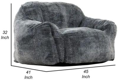 45 Inch Bean Bag Chair, Memory Foam, Faux Rabbit Fur, Grayish Blue - Benzara