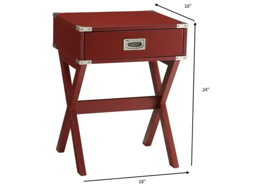 Homezia Modern Red X Shape Wooden Storage End Table