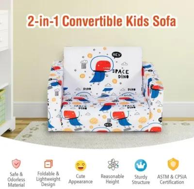 Hivvago 2-in-1 Convertible Kids Sofa with Velvet Fabric