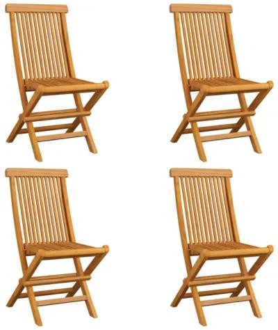 vidaXL Garden Chairs with Black Cushions 4 pcs Solid Teak Wood