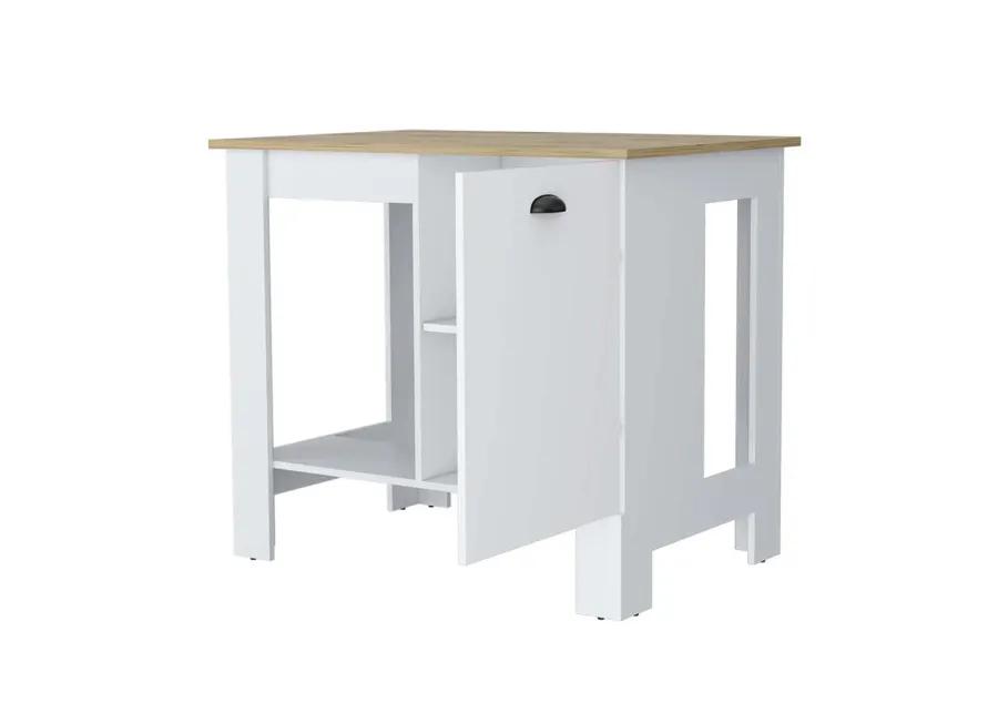 Vancouver 1-Door Kitchen Island With Open Shelf White And Macadamia