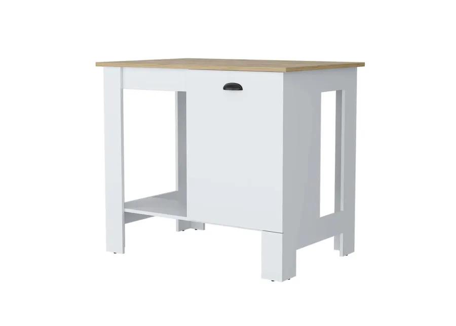 Vancouver 1-Door Kitchen Island With Open Shelf White And Macadamia