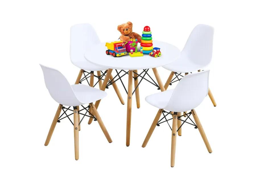 5 Pieces Kids Mid-Century Modern Table Chairs Set