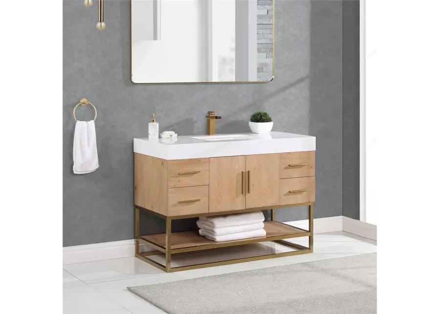 Altair 48D Single Bathroom Vanity in Light Brown awithout Mirror