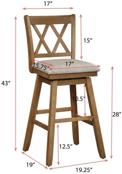 Brookline 42.5 in. High Back Wood 29 in. Bar Stool