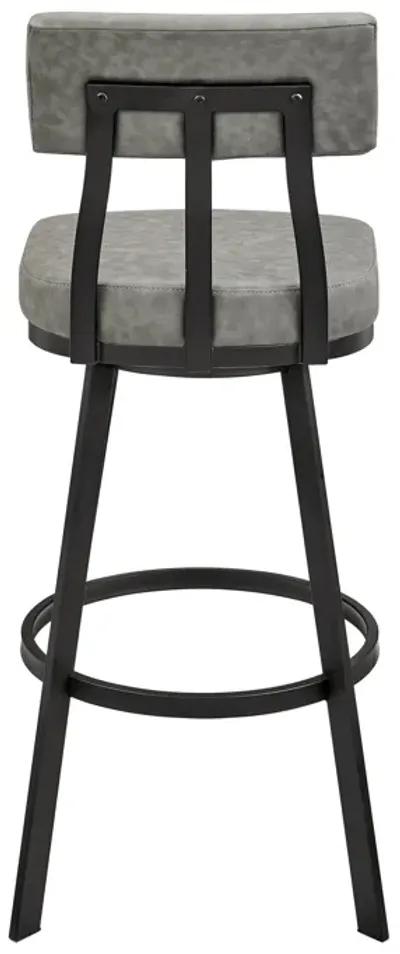 Jinab Swivel Stool in Black Metal with Black Faux Leather