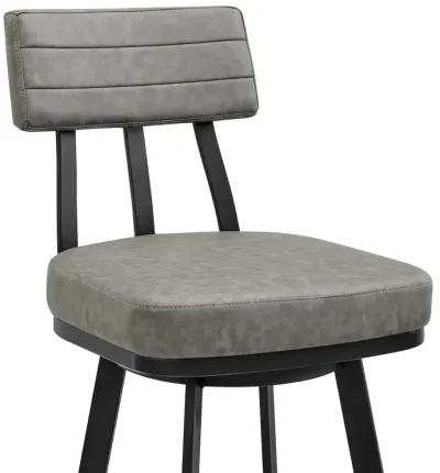 Jinab Swivel Stool in Black Metal with Black Faux Leather