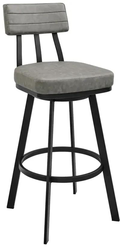 Jinab Swivel Stool in Black Metal with Black Faux Leather