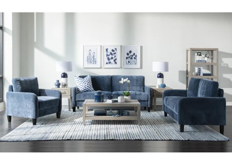 Everly Blue Velvet Loveseat