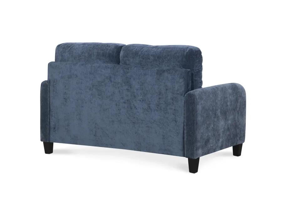 Everly Blue Velvet Loveseat