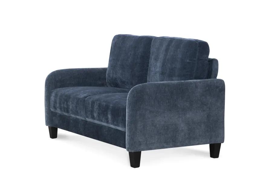 Everly Blue Velvet Loveseat