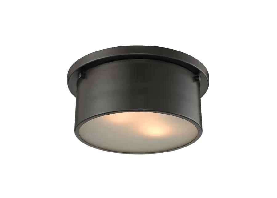 Simpson 10'' Wide 2-Light Bronze Flush Mount