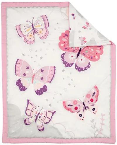 Bedtime Originals Butterfly Kisses Pink/Purple 3-Piece Baby Crib Bedding Set