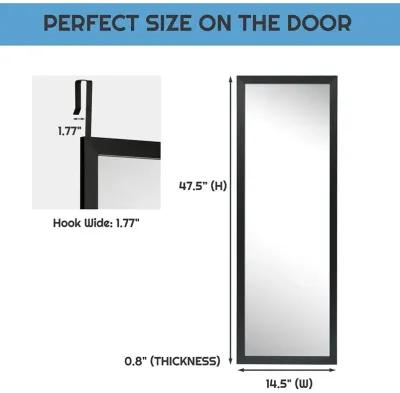 QuikFurn Black Full Length Bedroom Mirror with Over the Door or Wall Mounted Design