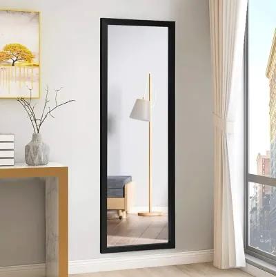 QuikFurn Black Full Length Bedroom Mirror with Over the Door or Wall Mounted Design