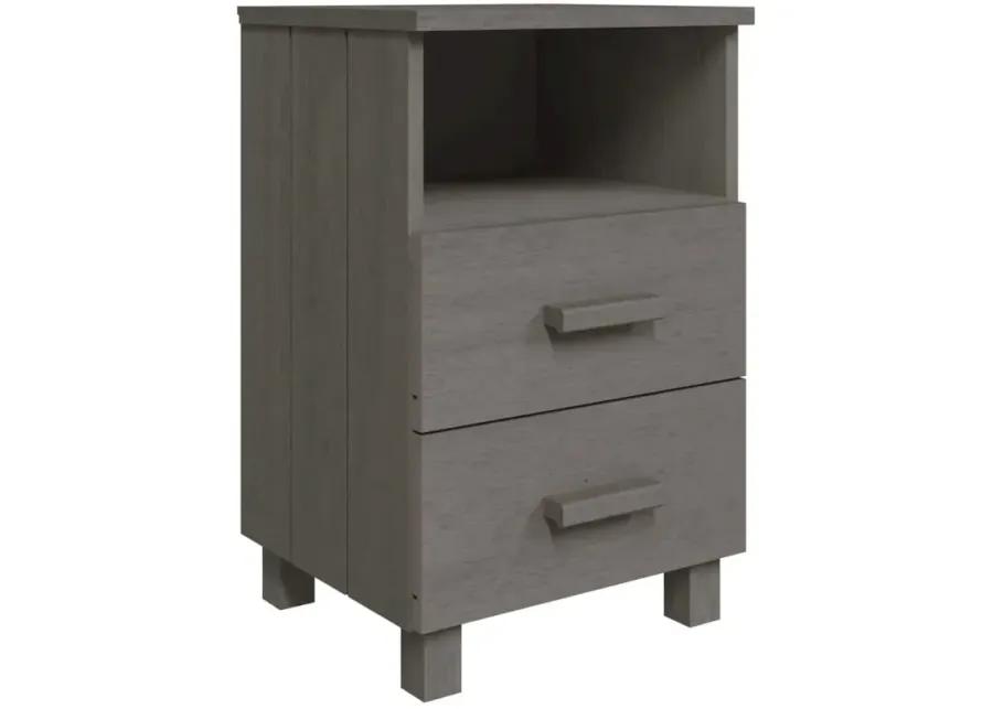 Bedside Cabinet HAMAR Light Gray 15.7"x13.8"x24.4" Solid Wood Pine