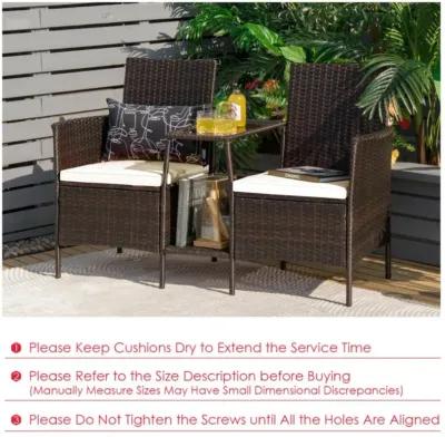 Hivvago Rattan Patio Conversation Set Cushioned with Glass Table