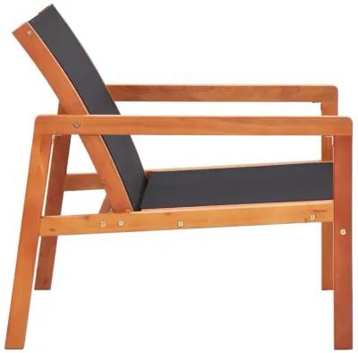 vidaXL Patio Lounge Chair Black Solid Wood Eucalyptus and Textilene