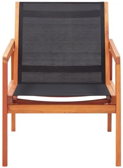 vidaXL Patio Lounge Chair Black Solid Wood Eucalyptus and Textilene