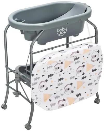 Folding Baby Changing Table with Bathtub and 4 Universal Wheels