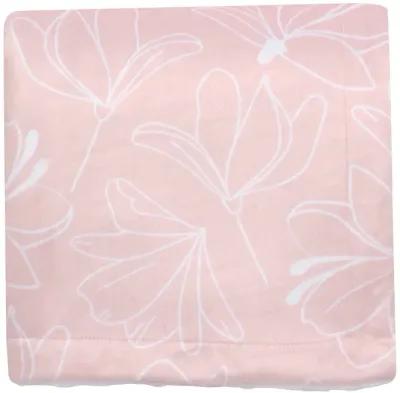 Lambs & Ivy Petals Pink/White Floral Fleece Faux Shearling Soft Baby Blanket