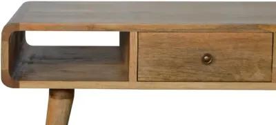 Curved  Solid Wood 2 Drawer Oak-ish Coffee Table