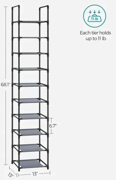 10-Tier Adjustable Shoe Rack for Efficient Storage and Organization