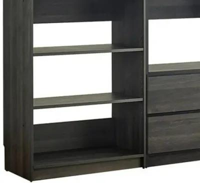 Dee Modular Closet System, 2 Clothing Racks, 6 Shelves, Dark Gray Wood - Benzara