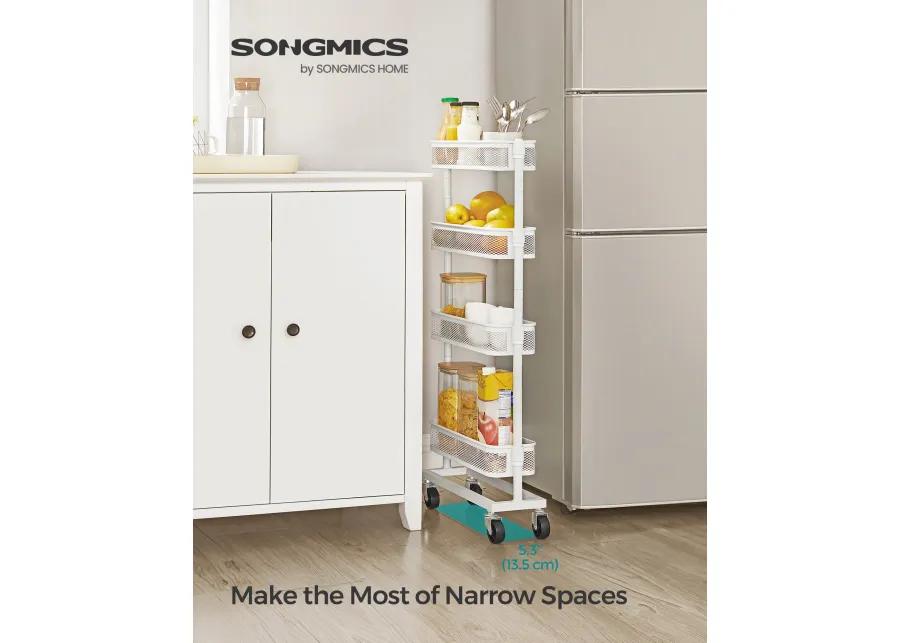 4-Tier Slim Storage Cart - Slide-Out Trolley for Small Spaces, Bathroom, and Kitchen