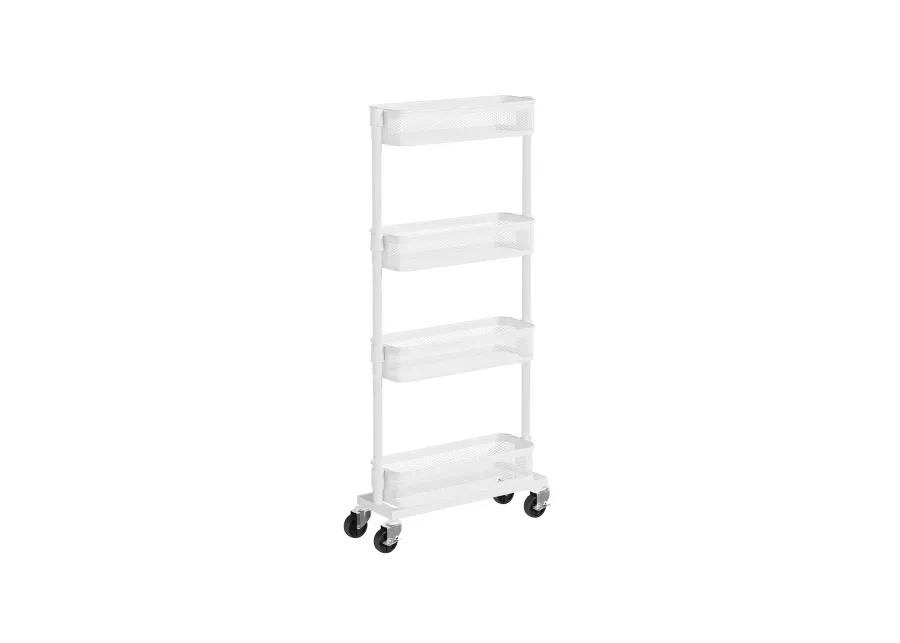 4-Tier Slim Storage Cart - Slide-Out Trolley for Small Spaces, Bathroom, and Kitchen