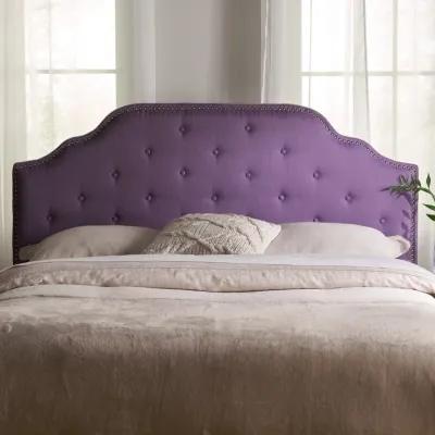 Contemporary Button-Tufted Upholstered Headboard with Nailhead Accents