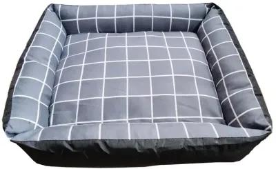 Grey Checker Dog Bed S