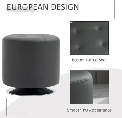 Grey Padded Seat: Swivel Ottoman Foot Stool with PU Leather