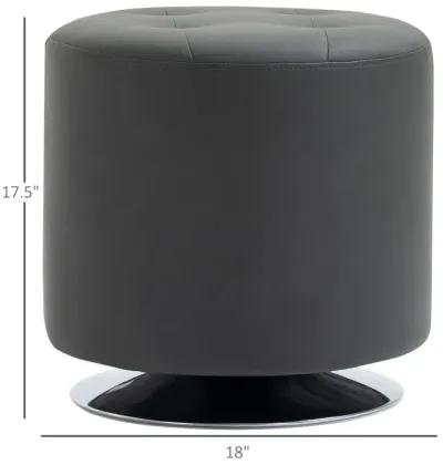 Grey Padded Seat: Swivel Ottoman Foot Stool with PU Leather