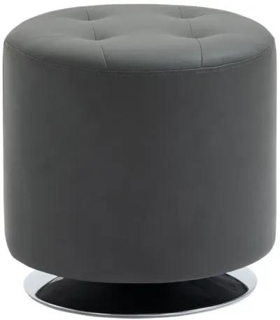 Grey Padded Seat: Swivel Ottoman Foot Stool with PU Leather