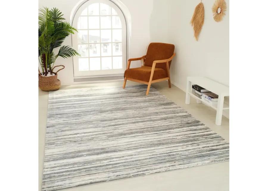 Atlas Lines Abstract Blue Grey Indoor Area Rug