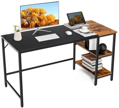 Costway 55'' Computer Desk Writing Workstation Study Table Home Office with Bookshelf Rustic