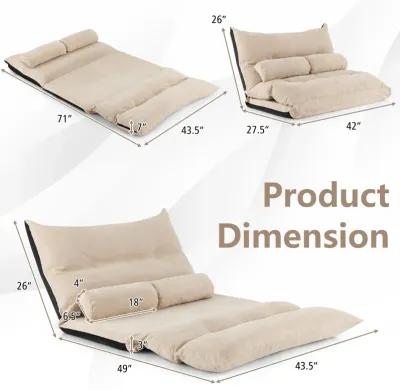 Adjustable Floor Sofa Bed with 2 Lumbar Pillows