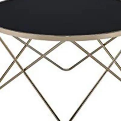 Alluring Coffee Table, Black Glass & Gold-Benzara