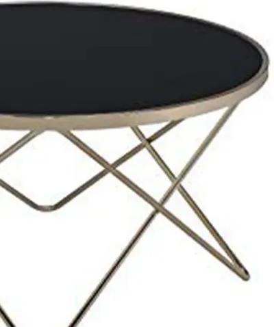 Alluring Coffee Table, Black Glass & Gold-Benzara